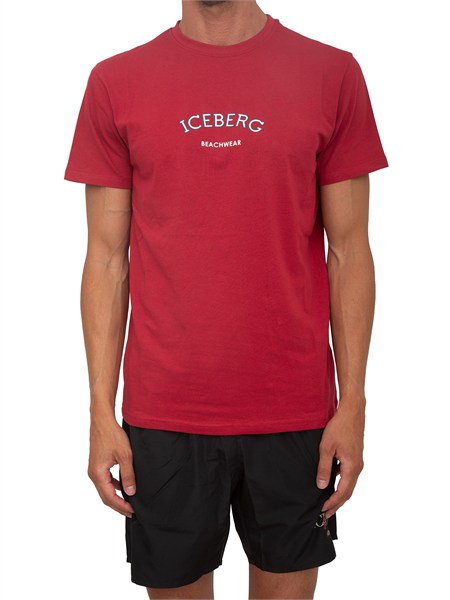 t shirt rossa iceberg beachwear uomo con stampa logo ice26mts02