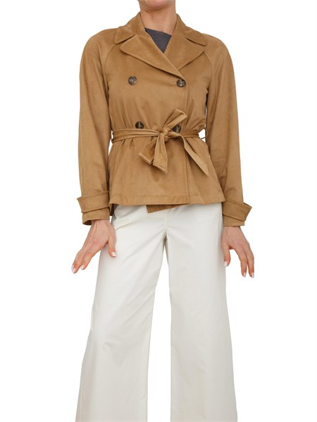 trench corto emmlimone di emme marella in tessuto effetto camoscio emmlimone