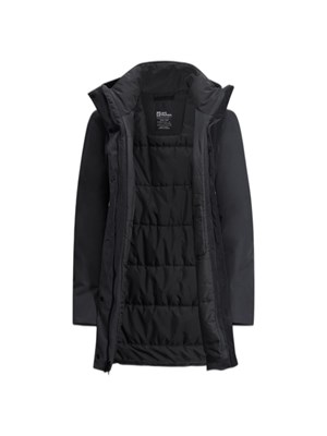 JACK WOLFSKIN 1116141 6350 Giacca Capp Lunga Nero Donna in Abbigliamento