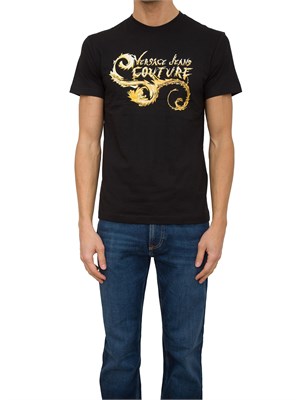 T-SHIRT VERSACE JEANS COUTURE NERO in UOMO