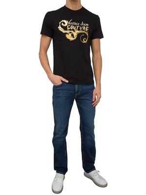 T-SHIRT VERSACE JEANS COUTURE NERO in UOMO