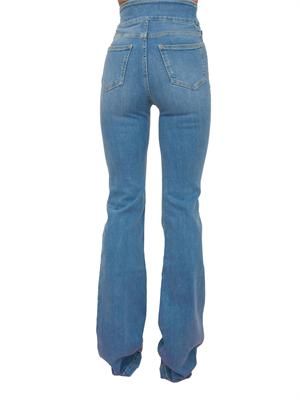 Jeans Elisabetta Franchi a vita alta con bottoni dorati e gamba svasata in DONNA