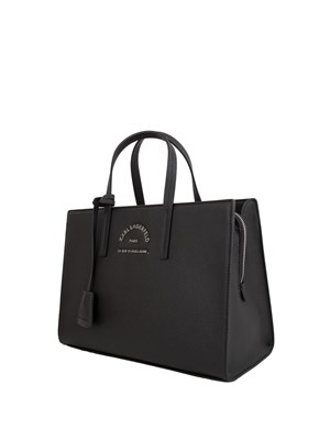 K.LAGERFELD Borsa a mano nera Karl Lagerfeld con logo metallico in DONNA