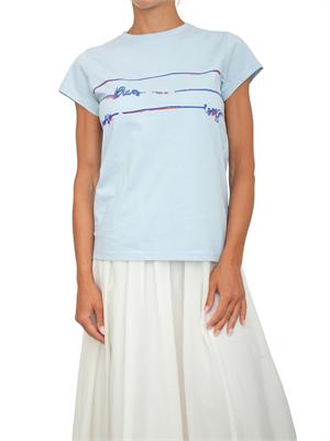 T-shirt donna iBlues in cotone celeste ricamato con logo in DONNA