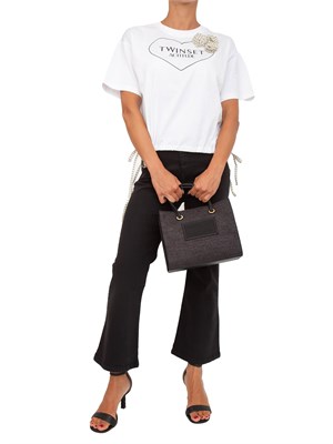 Jeans 5 tasche Marella modello flare in cotone nero in DONNA
