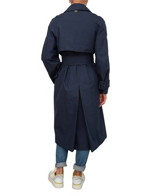 TWIN-SET Trench doppiopetto Twinset in twill di misto cotone blu in DONNA