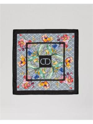 TWIN-SET Kefia nera Twinset multicolor fiori in DONNA