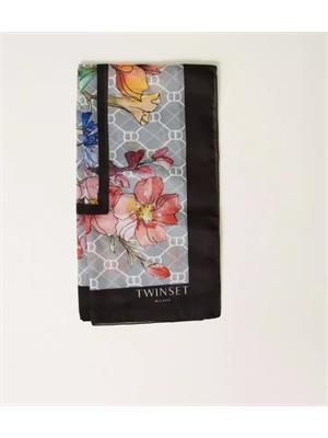 TWIN-SET Kefia nera Twinset multicolor fiori in DONNA
