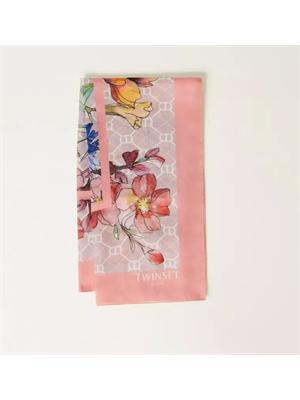 TWIN-SET Kefiah rosa Twinset fiori multicolor in DONNA