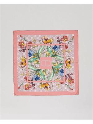 TWIN-SET Kefiah rosa Twinset fiori multicolor in DONNA