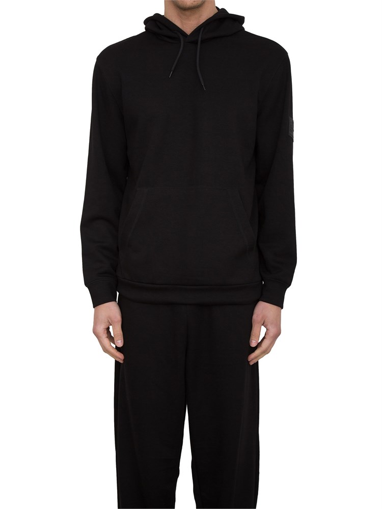 EA7 EMPORIO ARMANI Felpa con cappuccio EA7 Core Identity Unisex in misto viscosa stretch nero