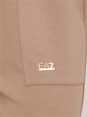 Pantaloni jogger EA7 Emporio Armani donna in interlock di misto modal beige in DONNA