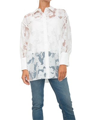 TWIN-SET Camicia Twinset Actitude in organza fil coupé bianca in DONNA