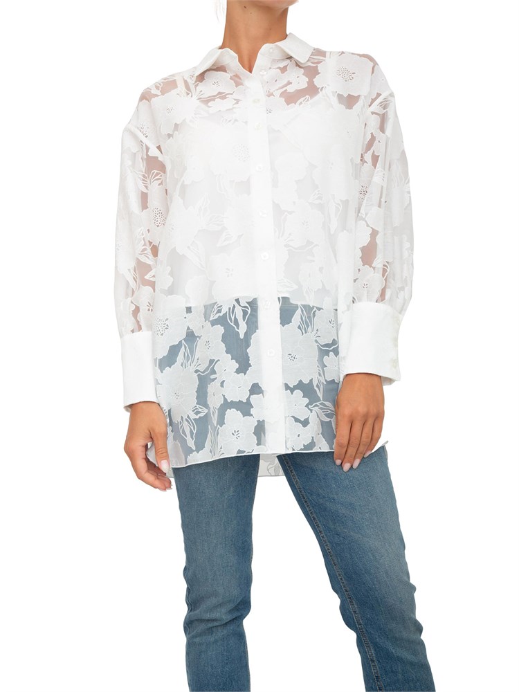 TWIN-SET Camicia Twinset Actitude in organza fil coupé bianca