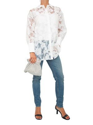 TWIN-SET Camicia Twinset Actitude in organza fil coupé bianca in DONNA