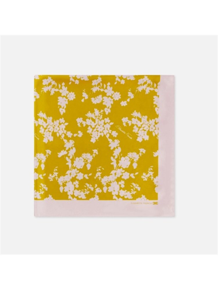 Foulard seta Elisabetta Franchi con stampa fiori ocra e lilla