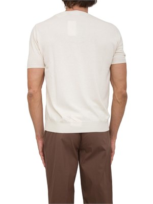Maglia girocollo maniche corte uomo Aiace Galassi in cotone avorio con trama in UOMO