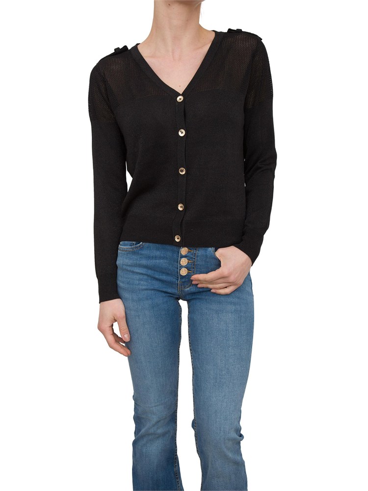 Cardigan regular Fracomina con lurex e con punto rete nero