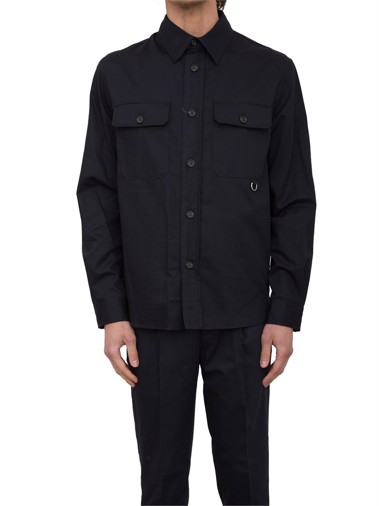 Camicia over Paolo Pecora in gabardina smerigliata blu