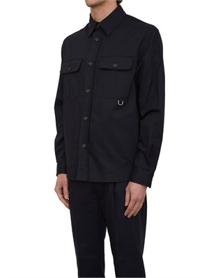 Camicia over Paolo Pecora in gabardina smerigliata blu in UOMO