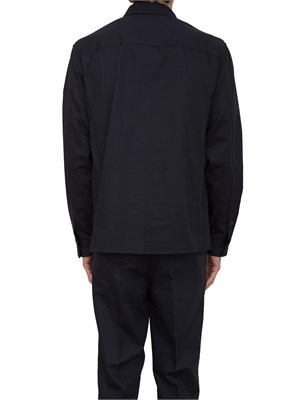 Camicia over Paolo Pecora in gabardina smerigliata blu in UOMO