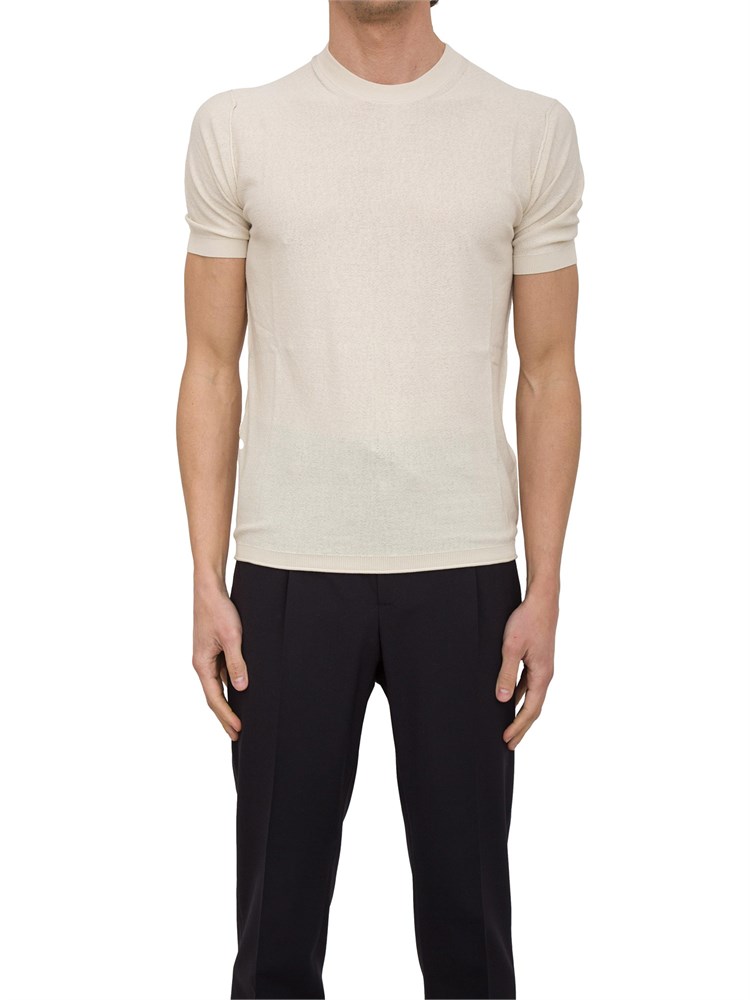 T-shirt in maglia Paolo pecora puro cotone panna