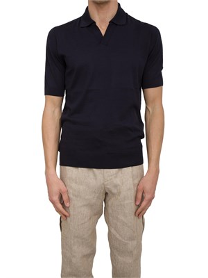 Polo Peserico in filato di seta e cotone blu in UOMO