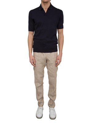 Polo Peserico in filato di seta e cotone blu in UOMO