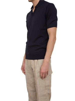 Polo Peserico in filato di seta e cotone blu in UOMO