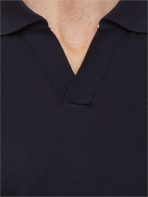 Polo Peserico in filato di seta e cotone blu in UOMO