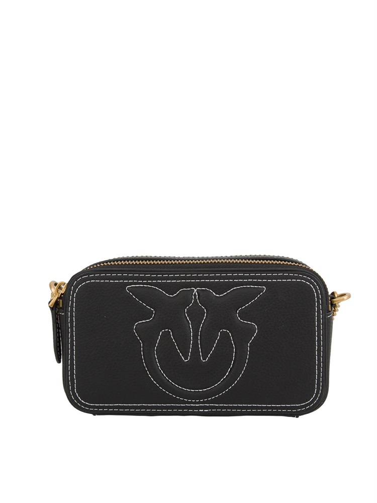 Borsetta a tracolla Pinko con logo Love Birds in rilievo nero