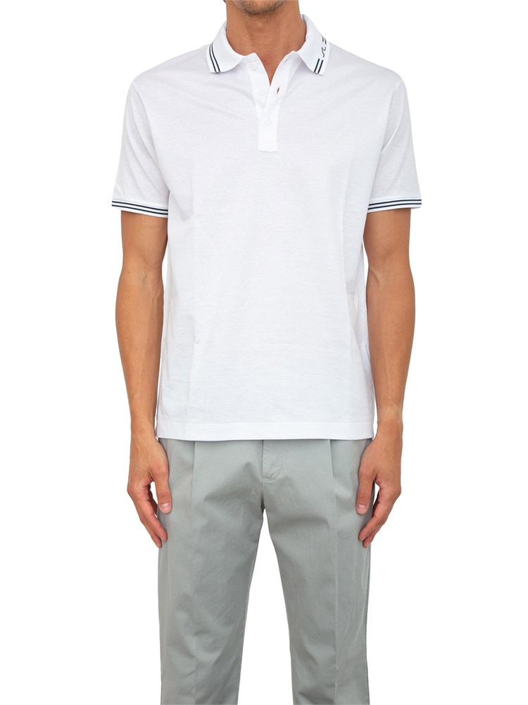 Polo Paul&Shark bianco con dettagli righe a contrasto