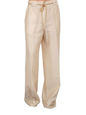 Pantaloni a palazzo Blugirl in tencel beige con cintura tubolare strass in DONNA