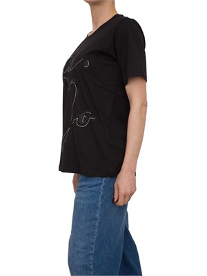 T-shirt nera Liu Jo con logo ricamato con strass in DONNA