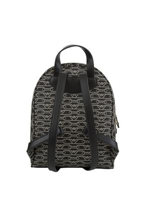 Zaino Emporio Armani stampa monogram all over nero-ecru in DONNA