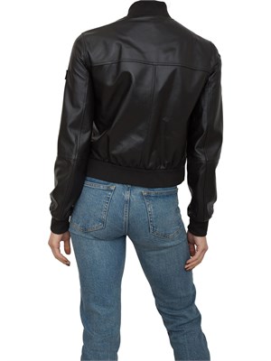 Bomber Peuterey in nappa tinta con dettagli in maglia nero in DONNA