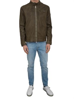 Giubbino pelle verde Peuterey modello biker in UOMO