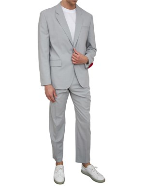 BOSS Abito Hugo extra slim fit in dobby elasticizzato effetto mohair grigio in UOMO