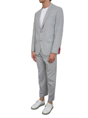 BOSS Abito Hugo extra slim fit in dobby elasticizzato effetto mohair grigio in UOMO