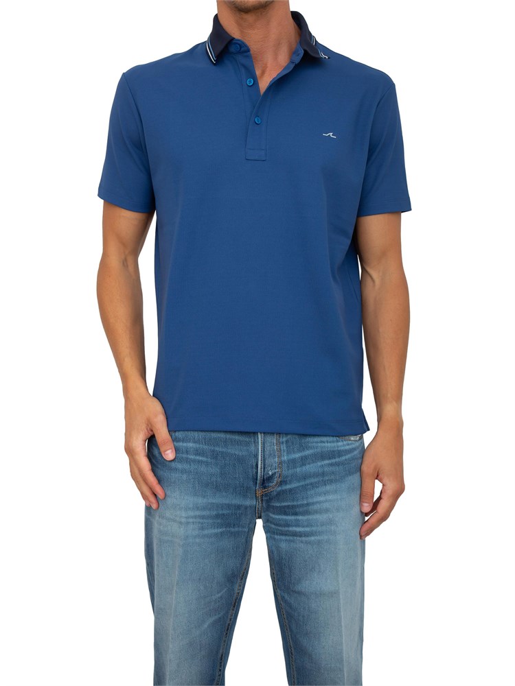 Polo Paul & Shark blu in tessuto con logo