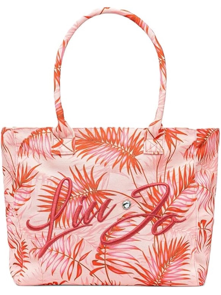 Borsa a spalla Liu Jo mare con charme flower e logo lettering ricamato