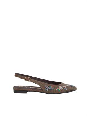 Ballerine marroni Etro con ricami floreali motivo Paisley e cinturino in DONNA