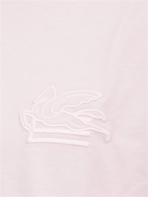 T-shirt rosa Etro in cotone con ricamo Pegaso tono su tono in UOMO