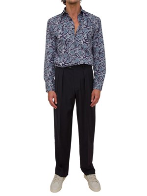 Camicia Etro blu con fantasia floreale in UOMO