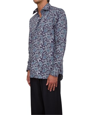 Camicia Etro blu con fantasia floreale in UOMO