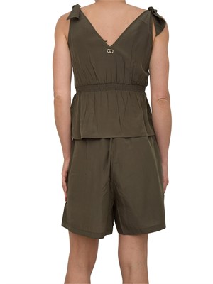 Top smanicato mare donna Liu Jo in viscosa verde con fiocchi spalle in DONNA