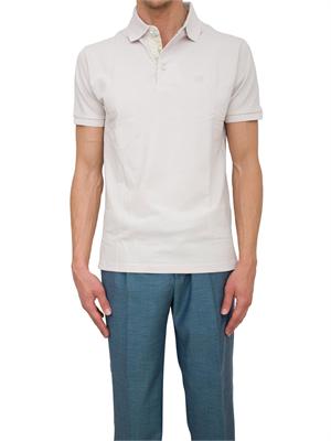 Polo beige Etro in cotone con dettaglio stampa floreale sul collo in UOMO
