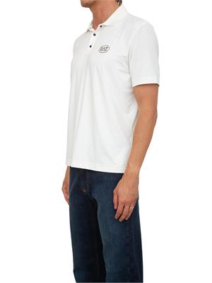 Polo uomo EA7 Emporio Armani in cotone stretch bianco con logo in UOMO
