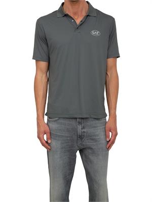 Polo uomo EA7 Emporio Armani in cotone stretch grigio con logo in UOMO