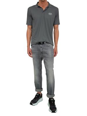 Polo uomo EA7 Emporio Armani in cotone stretch grigio con logo in UOMO